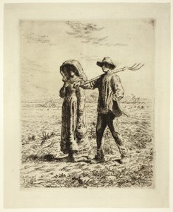 Bønder går på arbejde af Jean Francois Millet