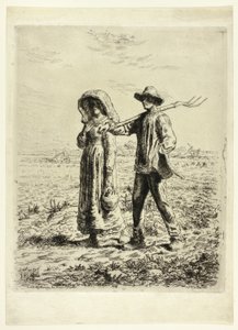 Bønder går på arbejde af Jean Francois Millet