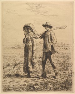 Bønder på vej på arbejde, 1863. af Jean Francois Millet