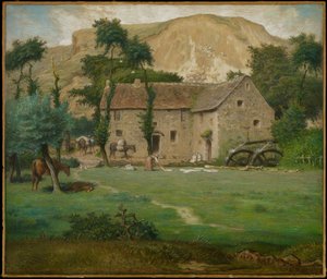The Farm House, ca. 1867-69 (pastel på vævet papir, lagt om bord) af Jean Francois Millet