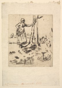 Gåsepigen, 1830-75. af Jean Francois Millet