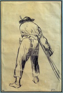 The Reaper Drawing Preparation af Jean Francois Millet (1814-1875) Paris fra det 19. århundrede, Louvre-museet af Jean Francois Millet