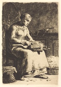 The Uld Carder (La cardeuse) af Jean Francois Millet
