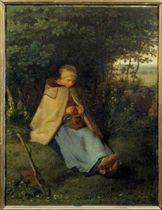 Strikkeren Maleri af Jean Francois Millet (1814-1875) 1858 søn. 0,39x0,29 m Paris, musee d