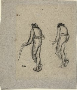 To Skitser af en Bonde, set bagfra af Jean-Francois Millet