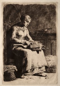 Kvinde Carding. af Jean Francois Millet