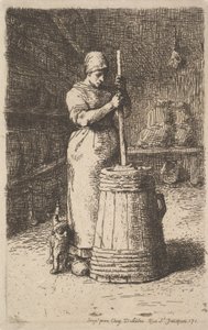 Kvinde kærner smør, 1855-56 af Jean Francois Millet