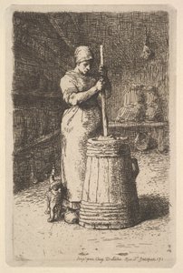 Kvinde kærner smør, 1855-56. af Jean Francois Millet