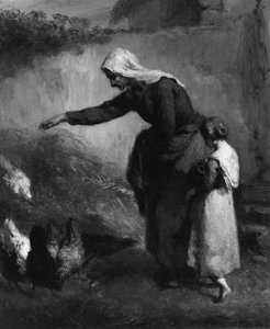 Kvinde, der fodrer høns, 184648. af Jean Francois Millet