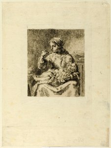 Kvinde fodrer sit barn af Jean Francois Millet
