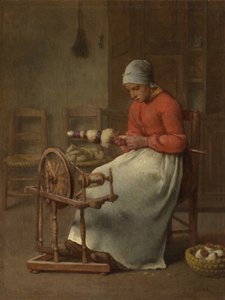 Kvindespinder, c.1855-60 af Jean Francois Millet