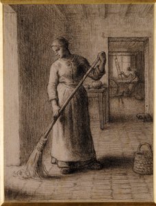 Kvinde fejer sit hjem af Jean Francois Millet