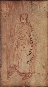 Ung kvinde tager sengetøj fra en hylde, ca. 1850-52 af Jean Francois Millet