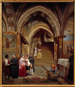 Udsigt over kirken i benediktinerklosteret San Subiaco Maleri af Jean Francois Montessuy (1804-1876) af Jean-Francois Montessuy