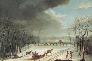 Prinsen af Conde på jagt i en slæde i 1767 af Jean Francois Perdrix