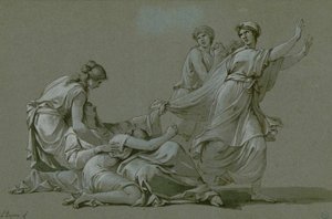 De unge mænd og jomfruer i Athen, der skulle ofres som ofre til Minotaur, ca. 1778.