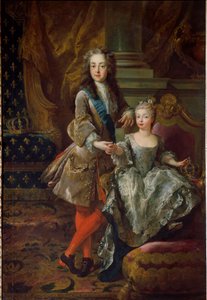 Portræt af kong Ludvig XV (1710-1774) og hans forlovede Marie Anne Victoire af Spanien (1718-1781), datter af Filip V af Spanien Maleri af Jean Francois De Troy (1679-1752) Omkring 1724 Firenze, Palazzo Pitti