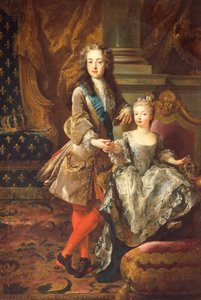 Portræt af Ludvig XV af Frankrig (Versailles 1710-1774) med Mariana Victoria af Spanien, Infanta af Spanien (Madrid