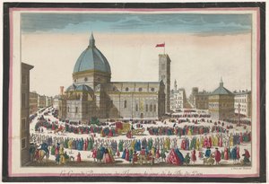 Udsigt over Duomo i Firenze med en procession på Corpus Christi La grande procession de Florence, le jour de la fête de Dieu (titel på objekt)