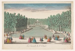 Udsigt over kaskaderne i haven til Château de Saint-Cloud La cascade de St. Cloud (titel på objekt)