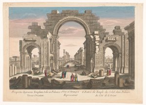 Udsigt over ruinerne af søjlegangens bue ved Palmyra, set fra øst 11. Vue d