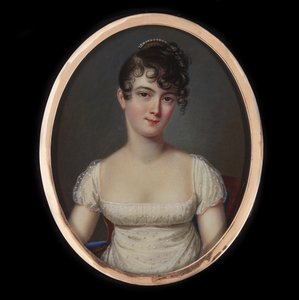 Portræt af Madame Récamier, født Julie Bernard 1777-1849, ca 1805. af Jean-François Gérard Fontallard