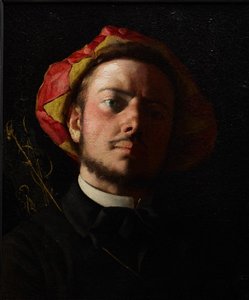 Portræt af Paul Verlaine som en trubadur af Jean Frederic Bazille