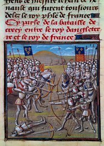 Battle of Crecy, miniature fra Froissarts Chronicles af Jean Froissart