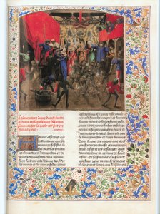 Da en gruppe vilde med behårede frakker afbrød et bryllup ved hoffet, gik der ild i deres kostumer ... af Jean Froissart