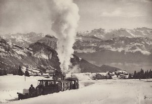 Rigi Kaltbad, vintersportstog fra Vitznau Rigi Bahn (s/h foto) af Jean Gaberell