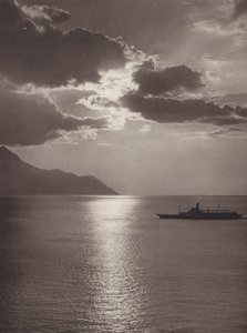 Schweiz: Genevesøen, aften (s/h foto) af Jean Gaberell