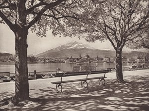 Schweiz: Luzern, med Mount Pilatus (s/h foto)
