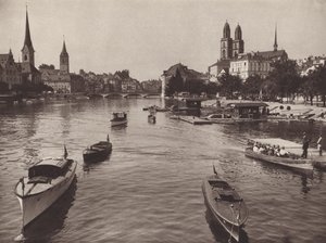 Schweiz: Zürich fra Quaibrucke (s/h foto)
