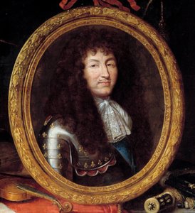 Portræt af Louis XIV, konge af Frankrig (1638-1715) Detalje. Maleri af Jean Garnier (1632-1705) 1600-tallet. Dim 1,74 x 2,23 m af Jean Garnier