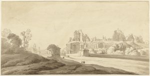 Udsigt over ruinerne af paladset på Palatinerhøjen i Rom af Jean Grandjean (attributed to)