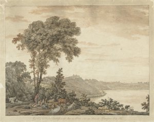 Udsigt over Castel Gandolfo og søen Albano af Jean Grandjean