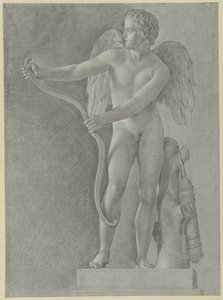 Studie af en statue af Amor, der bøjer sin bue af Jean Grandjean