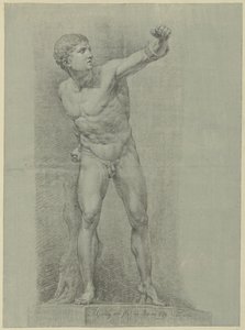 Studie på statuen af ​​en bokser af Jean Grandjean