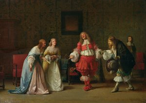 Mascarille præsenterer Jodelet for Cathos og Madelon, 1865 af Jean Hegesippe Vetter