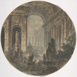 Arkitektonisk fantasi, 1700-tallet. af Jean Henri Alexandre Pernet.
