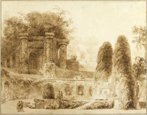 Romersk park med springvand, 1774 af Jean Honore Fragonard