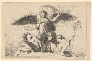 Engel holder en palme og en krone af Jean Honoré Fragonard after Annibale Carracci