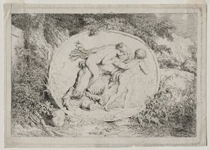 Bacchanals: Nymfe ligger den satire af Jean Honore Fragonard