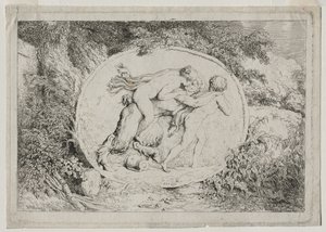 Bacchanales: Nymph Astride a Satyr, 1763. af Jean Honore Fragonard