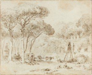 En italiensk villas haver (Villa Medici?) af Jean Honore Fragonard