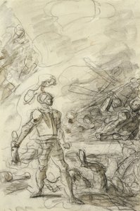 Orlando undertrykker en brigand med et brandmærke (pen og blæk, kridt og vask på papir) af Jean Honore Fragonard