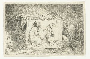 Satyr og nymfe med to børn Bacchanales (serietitel) Nymfer og Satyrer (serietitel) af Jean Honore Fragonard