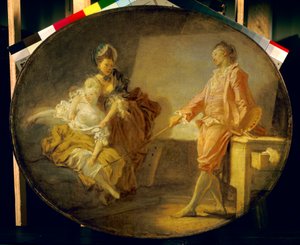Begyndelsen på modellen En ung model, der er genert mod ikke at blive. Maleri af Jean Honore Fragonard (1732-1806). Paris. Jacquemart Andre Museum af Jean Honore Fragonard