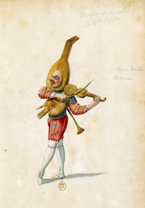 Kostumeskitse af Jean Berain den Ældre (1640-1711) til Le feste di Amore e di Bacco (Kærlighedens fejringer og Bacchus), ballet af Jean-Baptiste Lully (1632-1687), opført i Palais-Royal i Paris, 15. november