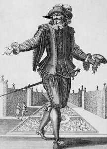 Seriøs skuespiller, scenekostume, gravering af Jean Berain den Ældre (1637-1711), Frankrig